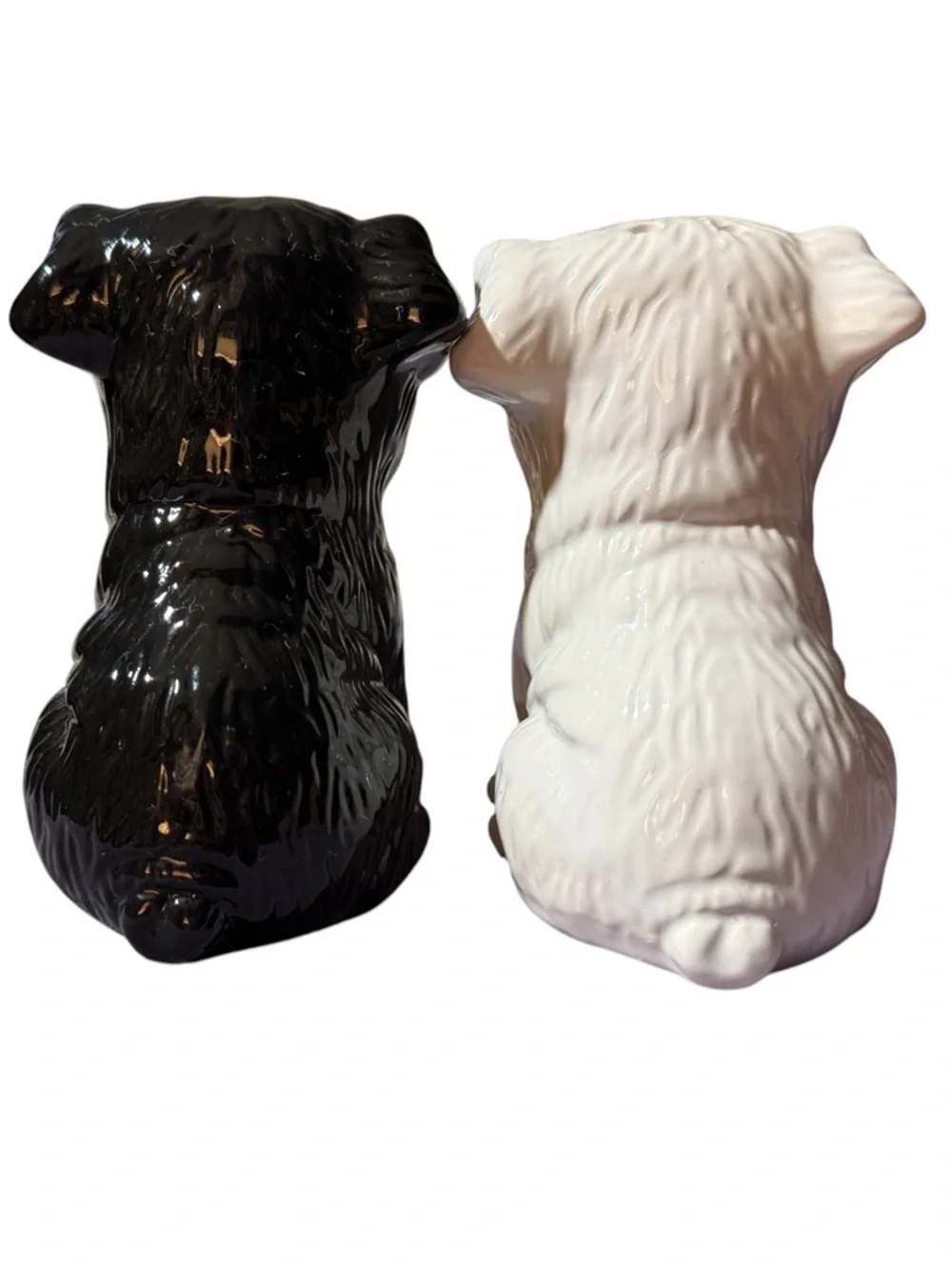 Ceramic Bulldog Salt and Pepper Shakers - Black and White — Adorable!
